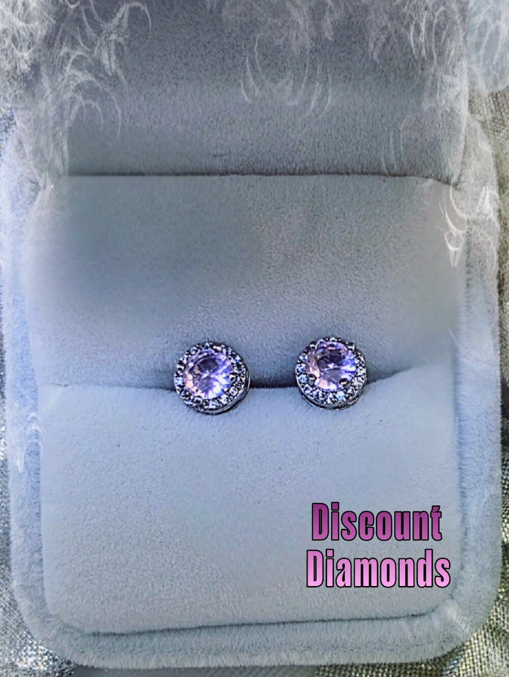Dainty Round Natural Pink Topaz & Clear White Topaz Earrings on 925
